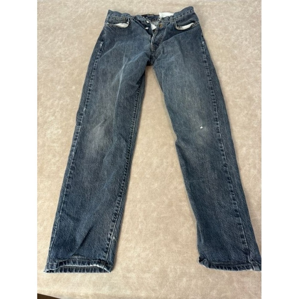 Replay Mens Button Fly Faded Dark Wash Denim Jeans Mid Rise 100% Cotton 30R